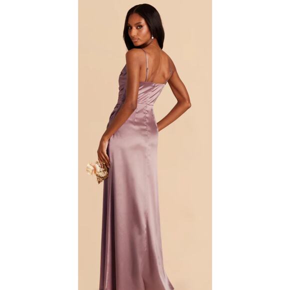 Birdy Grey Lydia Maxi Dress in Shiny Satin Dark Mauve. Size L - Picture 3 of 9